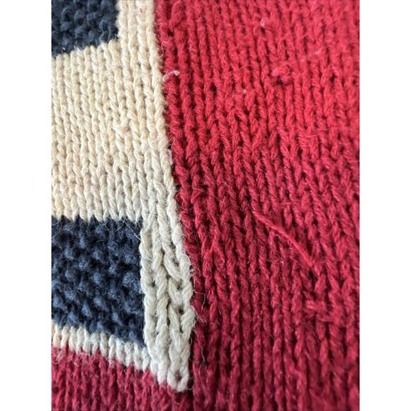 Talbots Women’s Knit Sweater Bear American Flag Size Large Petite Patriotic READ - Picture 6 of 15